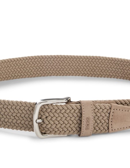 WOVEN BELT WITH LEATHER TRIMS