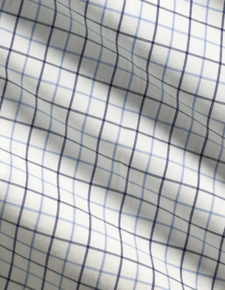 CUSTOM FIT CHECKED STRETCH POPLIN SHIRT