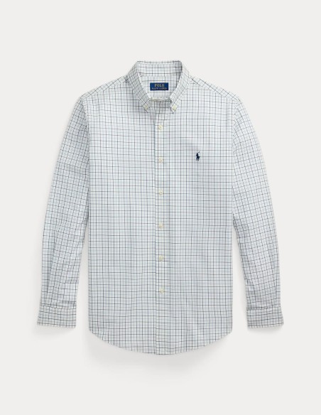 CUSTOM FIT CHECKED STRETCH POPLIN SHIRT