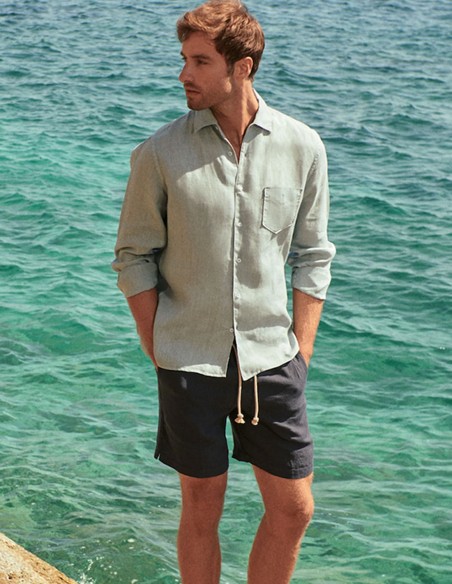 WASHED LINEN MALIBU SHORTS GARMENT-DYED