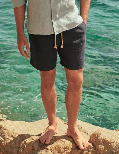 WASHED LINEN MALIBU SHORTS GARMENT-DYED