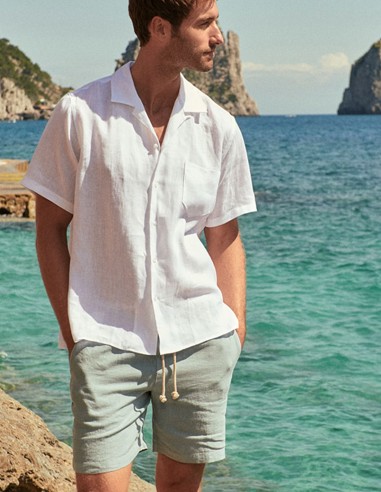 WASHED LINEN MALIBU SHORTS GARMENT-DYED