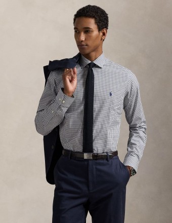 CUSTOM FIT CHECKED POPLIN...