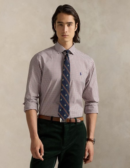 CUSTOM FIT CHECKED POPLIN SHIRT