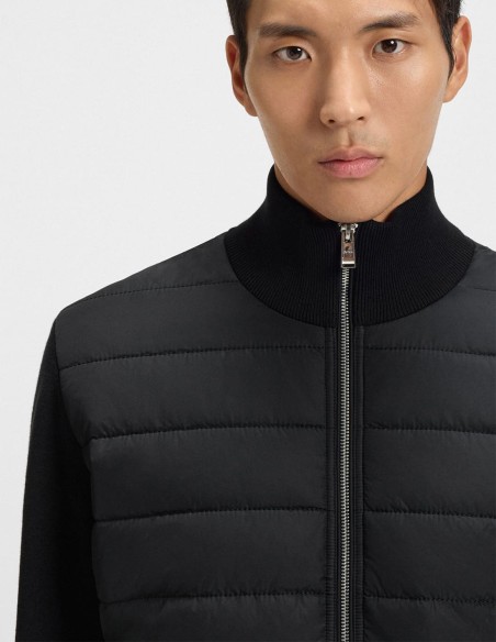 MIXED-MATERIAL JACKET WITH PADDED FRONT