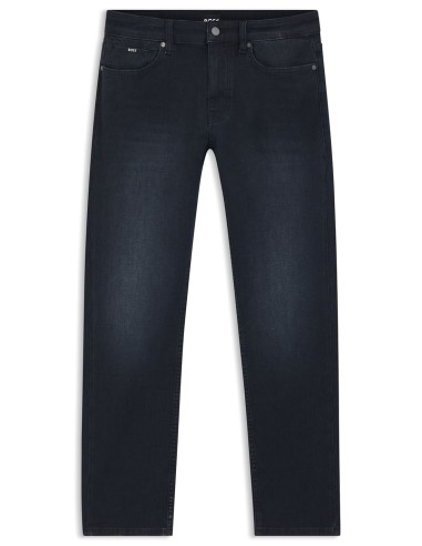 SLIM FIT JEANS IN MID-BLUE KNITTED DENIM