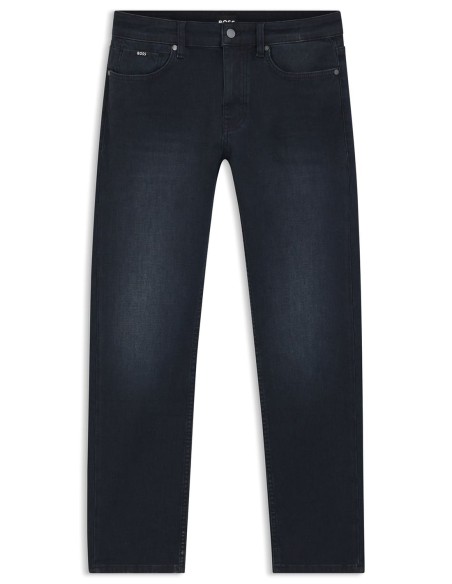 SLIM FIT JEANS IN MID-BLUE KNITTED DENIM