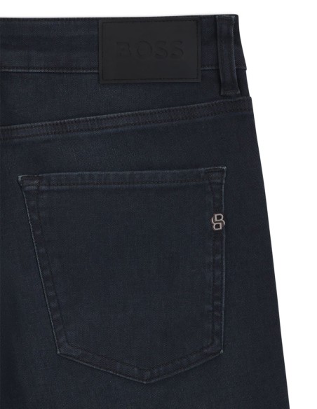 SLIM FIT JEANS IN MID-BLUE KNITTED DENIM