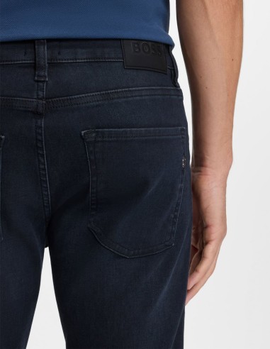 SLIM FIT JEANS IN MID-BLUE KNITTED DENIM