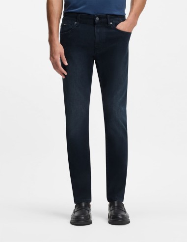 SLIM FIT JEANS IN MID-BLUE KNITTED DENIM
