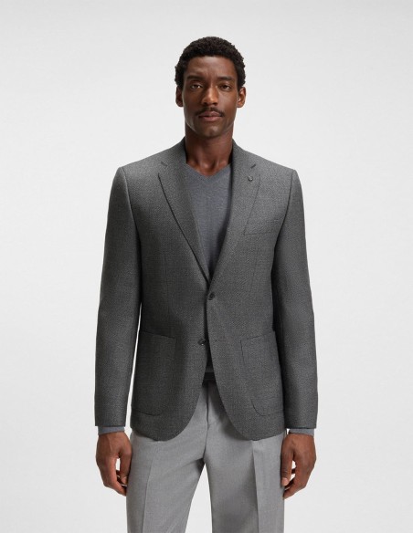REGULAR FIT BLAZER IN PATTERNED VIRGIN WOOL