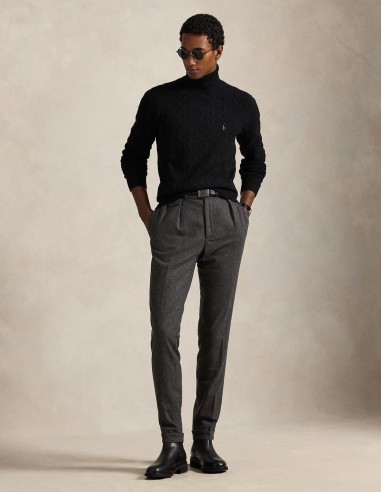 CABLE WOOL-CASHMERE ROLL NECK JUMPER