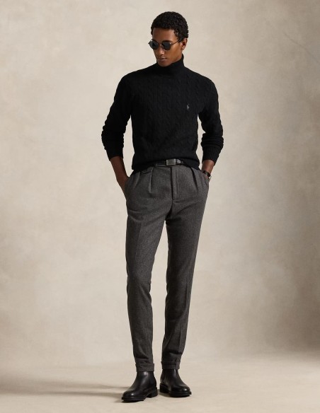 CABLE WOOL-CASHMERE ROLL NECK JUMPER