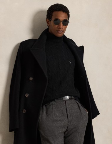 CABLE WOOL-CASHMERE ROLL NECK JUMPER