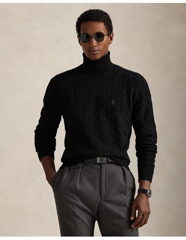 CABLE WOOL-CASHMERE ROLL NECK JUMPER