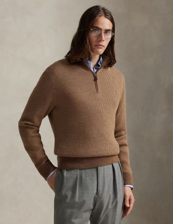 WASHABLE WOOL QUARTER-ZIP...