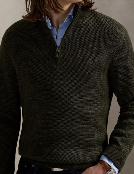 WASHABLE WOOL QUARTER-ZIP JUMPER