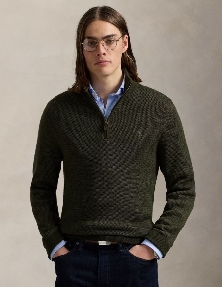 WASHABLE WOOL QUARTER-ZIP JUMPER