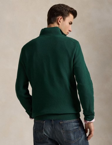 MESH-KNIT COTTON QUARTER ZIP JUMPER