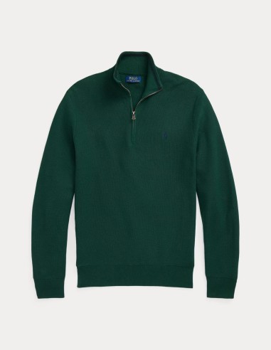 MESH-KNIT COTTON QUARTER ZIP JUMPER