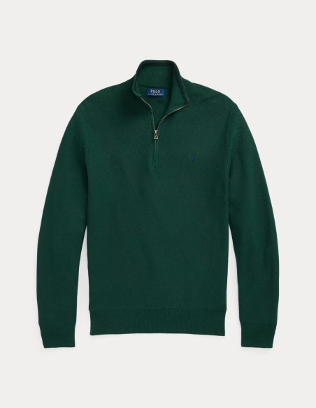 MESH-KNIT COTTON QUARTER ZIP JUMPER