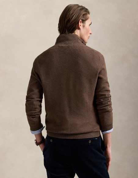 MESH-KNIT COTTON QUARTER ZIP JUMPER