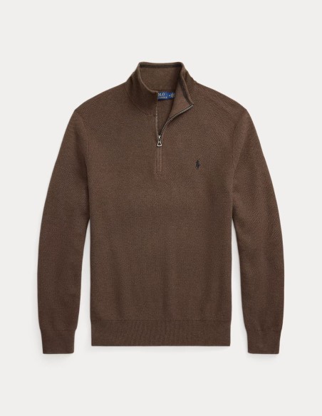 MESH-KNIT COTTON QUARTER ZIP JUMPER
