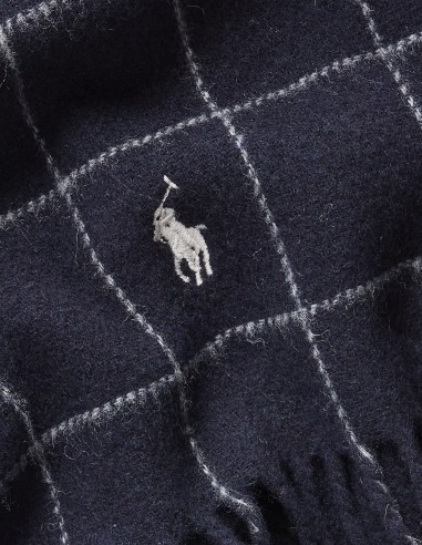 WINDOWPANE PLAID WOOL-BLEND SCARF