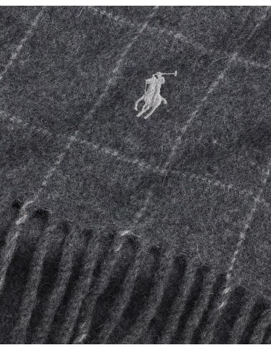 WINDOWPANE PLAID WOOL-BLEND SCARF