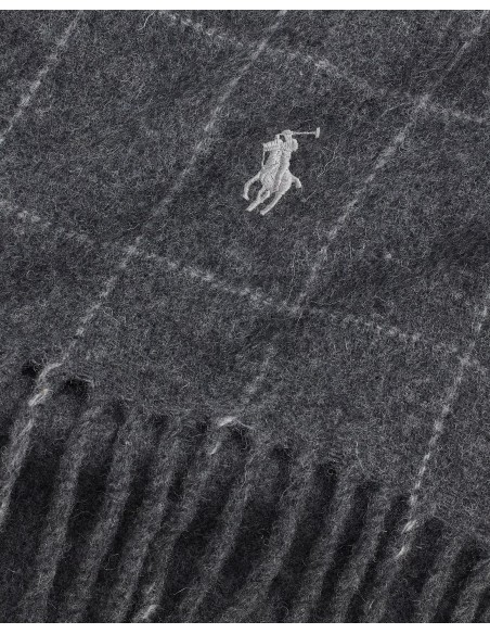 WINDOWPANE PLAID WOOL-BLEND SCARF