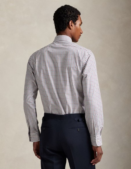 CUSTOM FIT PLAID STRETCH POPLIN SHIRT