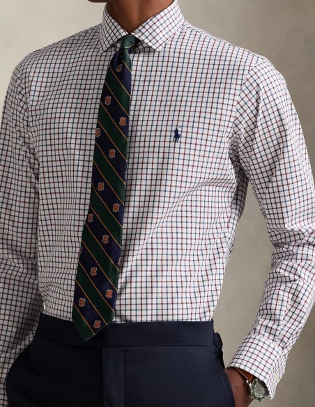 CUSTOM FIT PLAID STRETCH POPLIN SHIRT