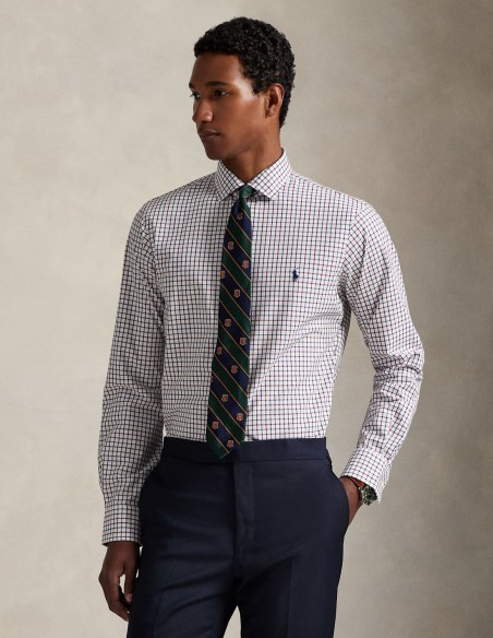 CUSTOM FIT PLAID STRETCH POPLIN SHIRT