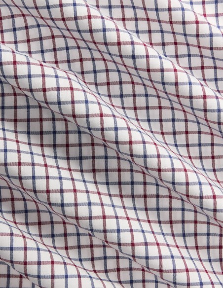 CUSTOM FIT PLAID STRETCH POPLIN SHIRT