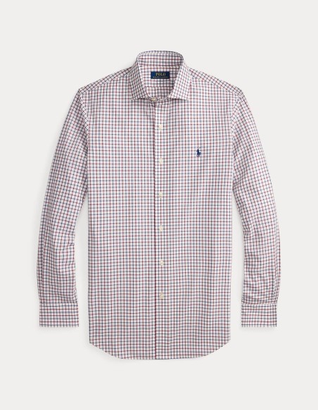 CUSTOM FIT PLAID STRETCH POPLIN SHIRT