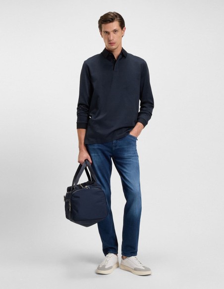 MERCERISED-COTTON POLO SHIRT WITH PLAIN COLLAR