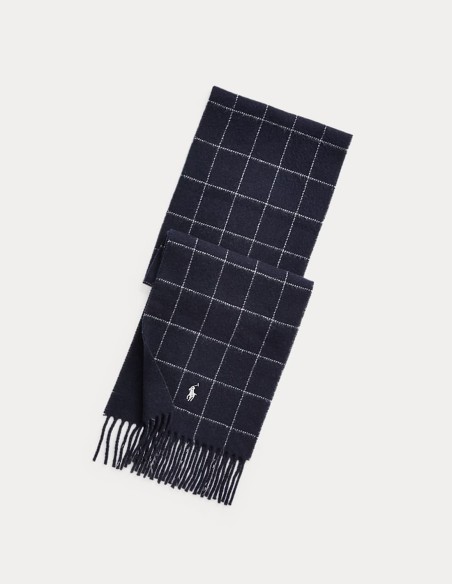 WINDOWPANE PLAID WOOL-BLEND SCARF