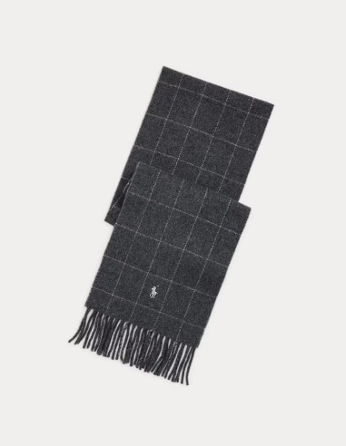 WINDOWPANE PLAID WOOL-BLEND SCARF