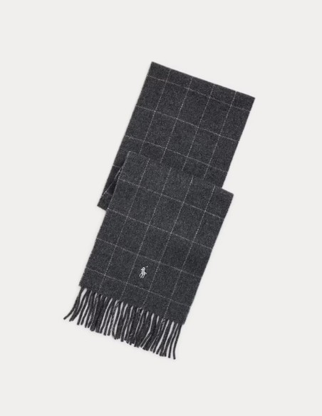 WINDOWPANE PLAID WOOL-BLEND SCARF