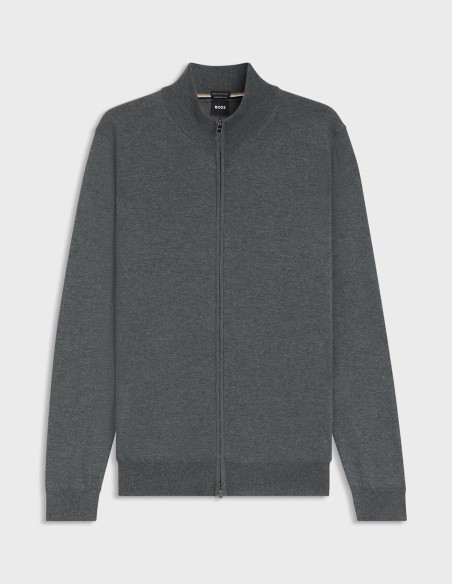 ZIP-UP WOOL CARDIGAN WITH EMBROIDERED LOGO