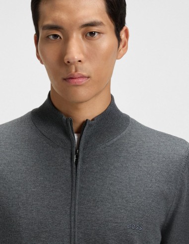 ZIP-UP WOOL CARDIGAN WITH EMBROIDERED...