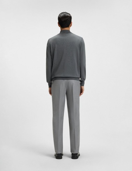 ZIP-UP WOOL CARDIGAN WITH EMBROIDERED LOGO