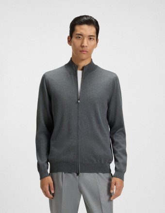 ZIP-UP WOOL CARDIGAN WITH...