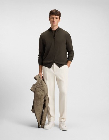 ZIP-UP WOOL CARDIGAN WITH EMBROIDERED...