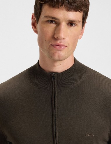 ZIP-UP WOOL CARDIGAN WITH EMBROIDERED...