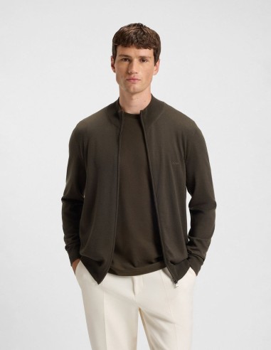 ZIP-UP WOOL CARDIGAN WITH EMBROIDERED...