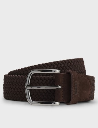 WOVEN BELT WITH LEATHER TRIMS