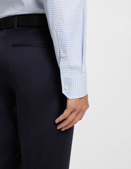 REGULAR FIT EASY IRON CHECKED COTTON TWILL SHIRT