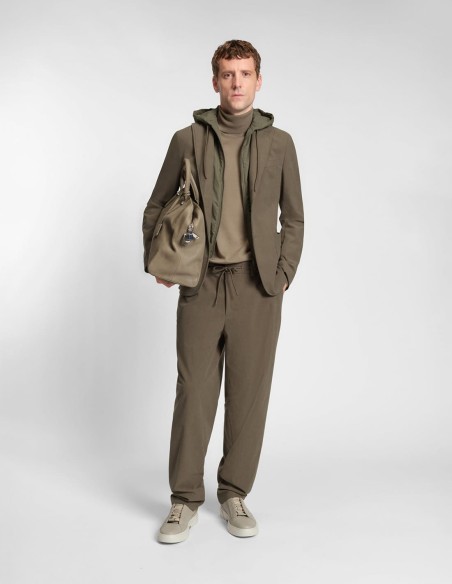 SLIM FIT JACKET WITH INTEGRATED HOODIE