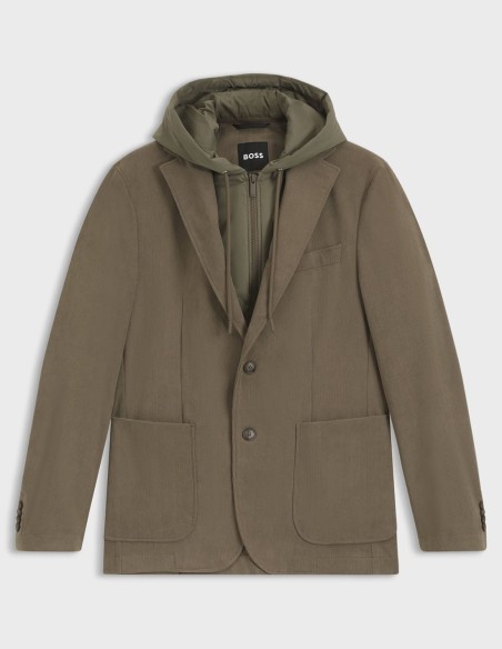 SLIM FIT JACKET WITH INTEGRATED HOODIE